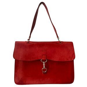 Dooney & Bourke Red Leather Briefcase Satchel Statement Bold Feminine Business